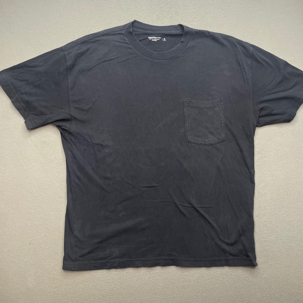 Abercrombie & Fitch Men T-Shirt Cotton XL Black Oversized Soft A&F Essentials